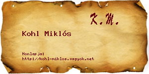 Kohl Miklós névjegykártya